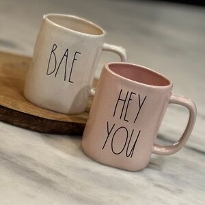 Rae Dunn Set of 2 Bae & Hey You Coffee Tea Mugs Valentine